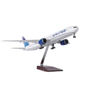 Diecast Resin 47CM 1:130 Scale Model B777 United Airlines Airplane Kids Toys With Light Collection Display Gift