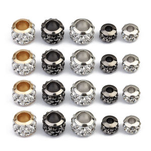 20pcs/lot Shambhala Rhinestone Beads Big Hole Crystal Beads for Jewelry Making Loose Spacer Beads For DIY Bracelet Necklace