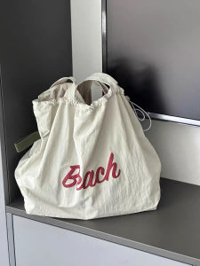 New 2025 Summer Japanese Style Canvas Tote Bag Commuter Handbag Drawstring Large Capacity Shoulder Bag Casual Fashion