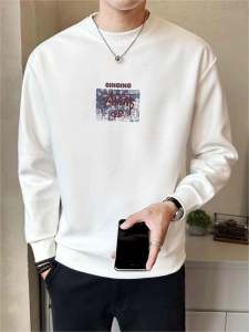 round Neck Long Sleeves Sweatshirt Mens Spring and Autumn 2024 New Arrival Fashion Brand Printing Silm Pullover Leisure T-shirt Mens Clothing