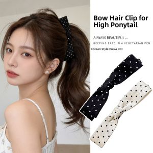 Elegant Polka Dot Bow Clip High Ponytail Hair Barrette