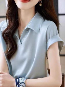 Acetic Satin V-Neck T-Shirt