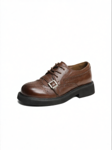 Belle | Womens Brogue Monk Strap Oxford Shoes Thick Sole