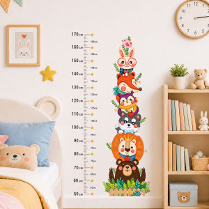 Cartoon Animal Height Growth Chart Wall Stickers for Kids Room Nursery Removable Height Measure Wall Decals Bedroom Decor