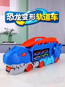 Transformed Truck Toy with 4PCS Diecast Racing Cars Dino Transport Car for Kids