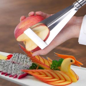 Pisau Ukir Buah Dan Sayur Sayuran Bentuk Segitiga Bahan Stainless Steel Non Slip Untuk Alat Dapur