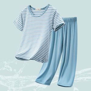 Kids Pajamas Modal Summer Boys Suit Girls Home Wear Boy Two-Piece Suit Short Sleeve Shorts Outwear