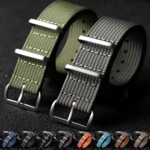 19mm 18mm 20mm 22mm One Piece Ribbed Nylon WatchStrap Military Fabric Watchband for Seiko for Tudor for Omega Bracelet Wristbelt