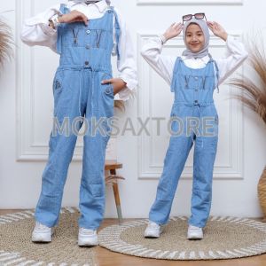 Jumsuit Jeans Anak Perempuan Umur 8-13 Tahun / Overall Jeans Anak / Baju Kodok Anak