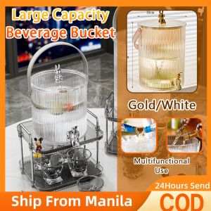 5L Beverage Dispenser With Faucet And Stand Drink Dispenser For Party Wedding Birthday Water Kettle With Storage Rack Large Capacity Beverage Bucket In Fridge Leak-Proof Faucet Beverage Jug For Home Party Picnics