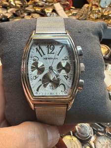 Đồng hồ nam NEWMAN QUARTZ Form tank nam chạy 6 kim 3 cốt 1 lịch có chronograph Sử dụng máy Nhật Khung máy full thép đúc size 375x47mm Dây thép lụa khóa thông minh free size chống nước 3ATM