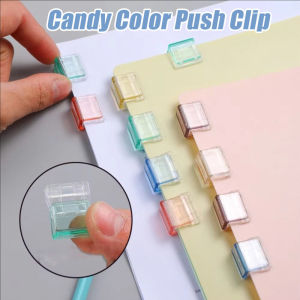 20pcs Clear Candy Color File Long Tail Clip Transparent Multi-function Candy Color Push Clip Handbook Fixing Clamp Plastic File Folder for Letter Paper Bill Journal Hand Account