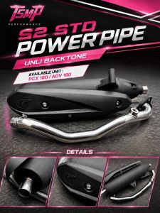 TSMP PIPE S2 STD FOR - PCX 160 / ADV 160 - ( UNLI BACKTONE ) Pink Power High Performance Tsmp Pipe