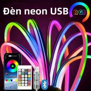 5V RGB Dải Đèn Neon USB Băng Ruy Băng Linh Hoạt Chống Nước 1M/2M/3M/5M Có Điều Khiển Từ Xa Bluetooth Để Trang Trí Nhà SMD2835 LED