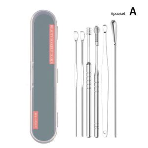 6/7/8Pcs Set Ear Wax Pickers Cleaning Stainless Steel Earpick Wax Remover Curette Ear Pick Cleaner Ear Cleaner Spoon Care Ear