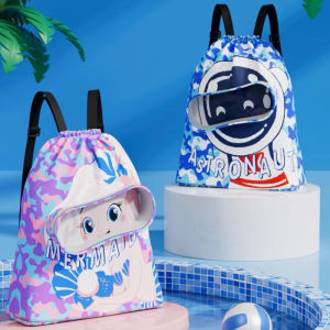 Dry Wet Separation Drawstring Swim Backpack Beach Bag Children Swimming Bag Adjustable Travel Fitness for Sport Kid Swim Bag Boy Girl