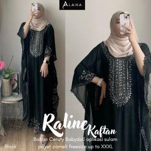 Alice Raline Kaftan Abaya Arab Baju Kelawar Sulam Mewah Chiffon Embroidery