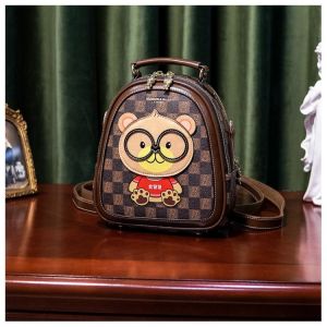 กระเป๋าเป้สะพายหลังผู้หญิง North Bag กระเป๋าเป้สะพายหลังหนังนิ่มลายหมีสไตล์ลำลอง กระเป๋าใส่หนังสือขนาดเล็ก กระเป๋าสะพายไหล่แบบลำลองสำหรับวัยรุ่น