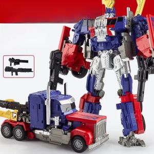 Large Size Childrens Transforming Toy Optimus Yellow Bee Column Car Robot Mecha Model Boys Birthday Gift Educational Building Blocks