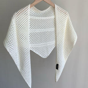 XUELINLU | Pure Color Knit Mixed Fabric Lace Triangle Scarf with Wool