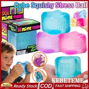KEBETEME NeeDoh Nice Cube Schylling Cube Squishy Stress Ball Fidget Toy with Super Solid Squishy Toy Slow Rising Squeeze Ball Ice Baby Pinch Decompression Toy FOR Kids ASMR