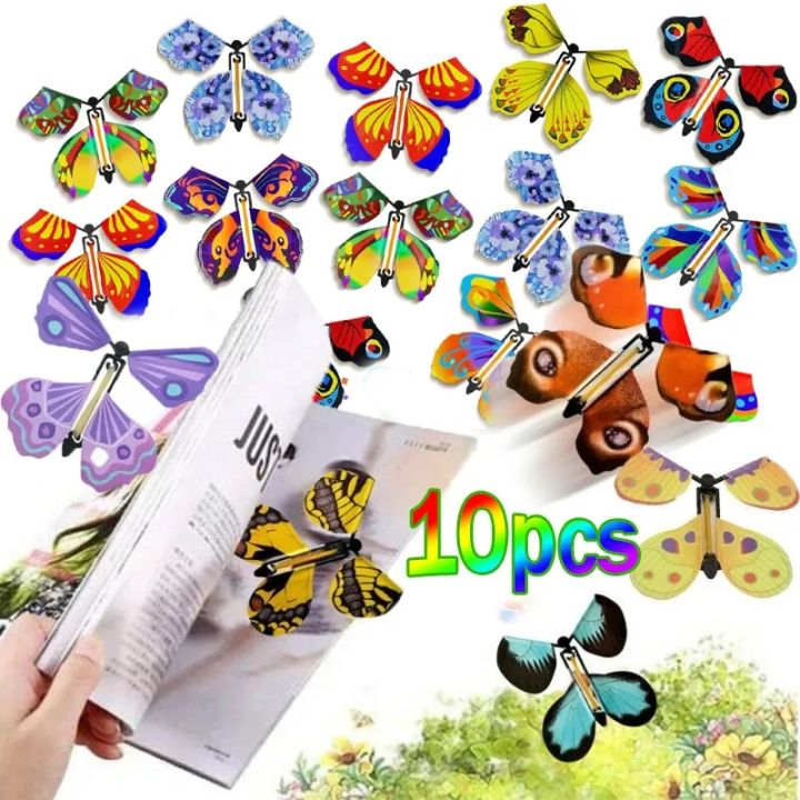 5/10pcs Magic Flying Butterfly Wind Up Butterfly Fairy Flying Toys