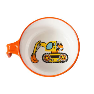 Cartoon Digger Truck Handle Baby Bowl Child Feeding Anti-Fall Anti-Scalding Cutlery Set Food Grade Melamine Infant Supplementary Food Bowl