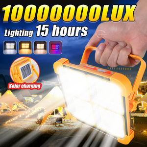 10000000LM Solar Portable LED Lamp Bright Rechargeable Multifunction Waterproof Camping Lamps Outdoor Emergency Portable Lantern
