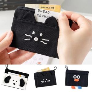 MENGLIANG Simple Cartoon Folding Zero Wallet Portable Polyester Cute Style Wallet Fashion Multi-function Cat Pattern  Coin Purse