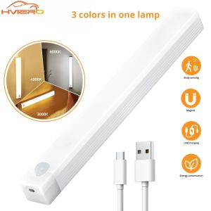 3 In1 PIR Motion LED Cabinet Night Light USB Rechargeable Induction Wireless Portable Detector Lamp bulb for Wardrobe Hallway