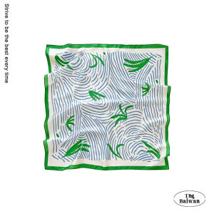 Zhengbei Wan Striped Headscarf for Women Summer New Style Versatile Spicy Girl Silk Scarf Square Shape Chest Wrap Retro