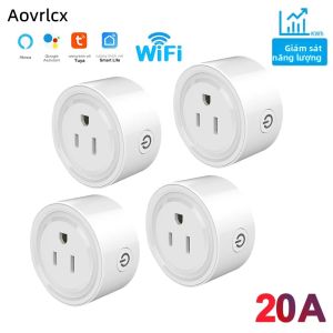Ổ Cắm Thông Minh WiFi Tuya 20A Với Chức Năng Giám Sát Năng Lượng Và Hẹn Giờ Phích Cắm Mỹ 3 Chân Điều Khiển Bằng Giọng Nói Alexa Tự Động Hóa Nhà Cửa