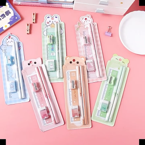 5 in 1 Pensil Set Set Alat Tulis Anak Lucu Dan Penghapus Untuk Tempat Pensil Buku Tulis Sekolah