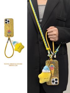 Cute Rotatable Star Doll Pendant Suitable for iPhone 16 pro Max Apple 15 pro Cartoon 17 pro Crossbody Lanyard 13 pro Max Neck Strap 14 Lovely 16 PM
