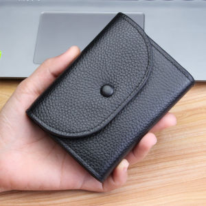 Ultra-Thin Mini Coin Purse Leather Wallet Simple Short Style for Men And Women Card Holder Coin Bag Business OL Pure Color