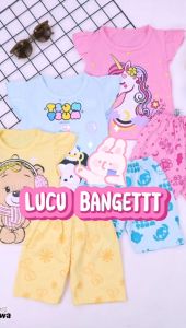 RUFFLE TEE Set Poo uk 0-7 Tahun / Setelan Bayi Balita Anak Perempuan Baju Tidur Baby Karakter Import Kios Balita Fawa