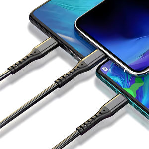 3-in-1 Mobile Phone Charging Cable 100W Fast Charge Braided Type-C Data Cable for iPhone 16 Samsung Xiaomi Huawei