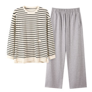 Miiow | Antibacterial Pure Cotton Sleepwear Womens Casual Long Sleeve Home Clothes MiiOW Cat Person 2025 New Style Korean Simple Design