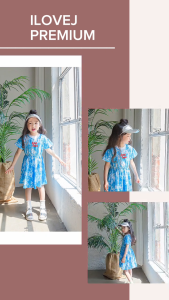 Girls’ Dreamy Water-Print Short-Sleeve Dress – Korea’s Premium Kidswear by I LOVE J (Ages 4–7)