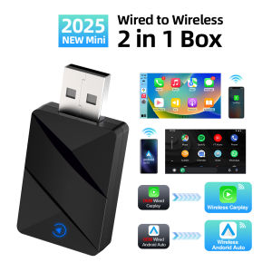 2In1 Wireless Carplay&Android Auto AI Box Wired To Wireless Carpay Mini Adapter Bluetooth For Car with OEM Wired Carplay Box