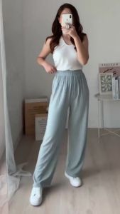 Celana Kulot Knit Pants Highwaist Loose Premium