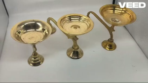 Traditional Handcraft Pure Brass Sambrani Stand | Loban Dhoop Puja Akhand Diya | Thooba kaal | Color - Gold (Pack of 1 pc)