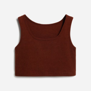 NIHAOKANONG | Áo Croptop Knit Đơn Giản Không T Tay
