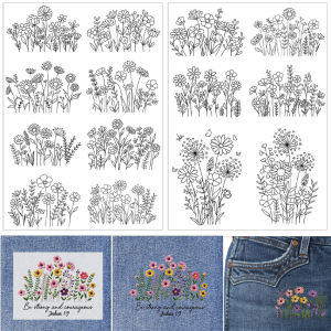 Bible Flower Water Soluble Stabilizer Embroidery PatternStick and Stitch Water-Soluble Stencil for Hand Sewing Lover Beginners
