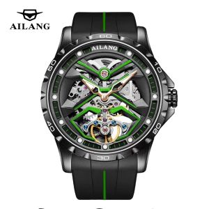 AILANG | AILANG Men Sport Tourbillon Automatic Mechanical Watch Skeleton Hollow Silicone Strap Luxury Fashion Male Wristwatch