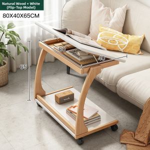 Moveable Square Side Table with Wheels
