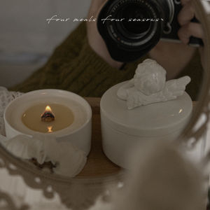 Mango Scented Candle Angel Design Romantic Home Decor Gift for Her Wooden Wick Aromatherapy Candle Perfect for Proposals