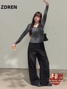 ZHANGDAREN | Bộ Quần Áo Thời Trang Giảm Cân Áo Thun V-Neck và Quần Jeans Rộng