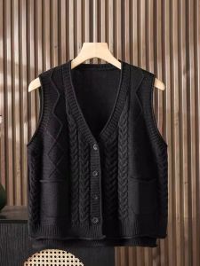 Loose Womens Knitted V-Neck Short Cardigan Vest Open Front Sleeveless Top Layering Outerwear for Early Autumn