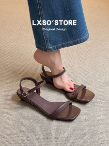 Sandal for Women Minimalist Square Toe One-Strap Open-Toe Summer Beach Fairy Style Roman Sandals